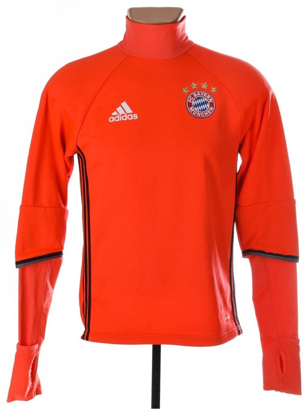 RARE FC Bayern Munchen Adidas Training 1/4 Zip Top Orange Black Telekom 4 Stars